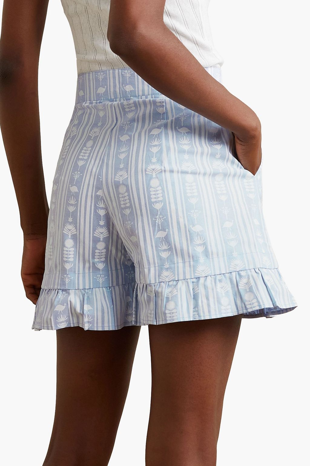SINDISO KHUMALO Ruffled printed cotton shorts