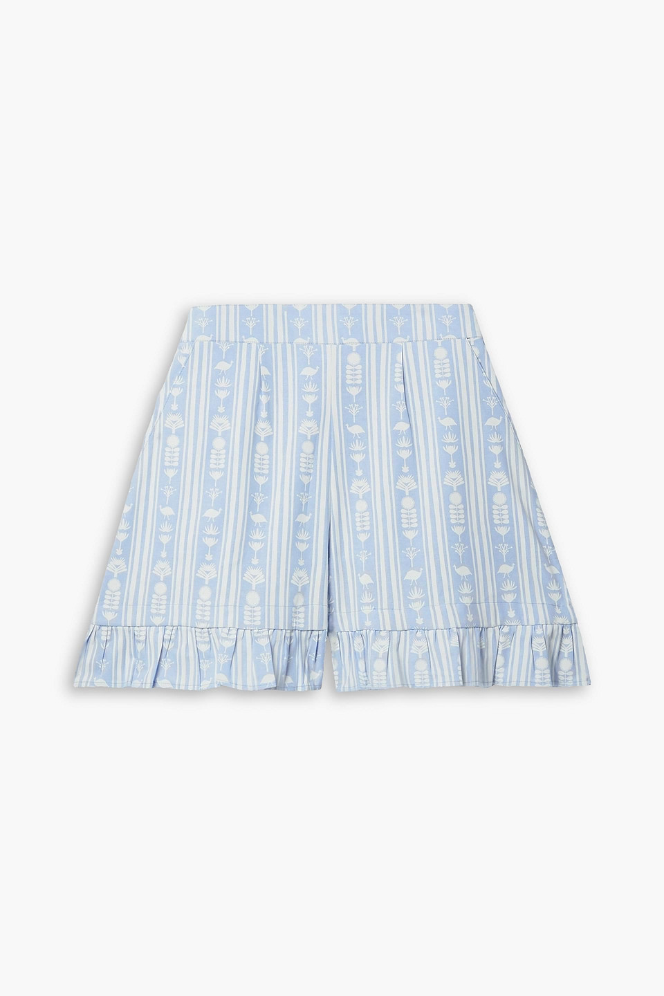 Ruffled printed cotton shorts