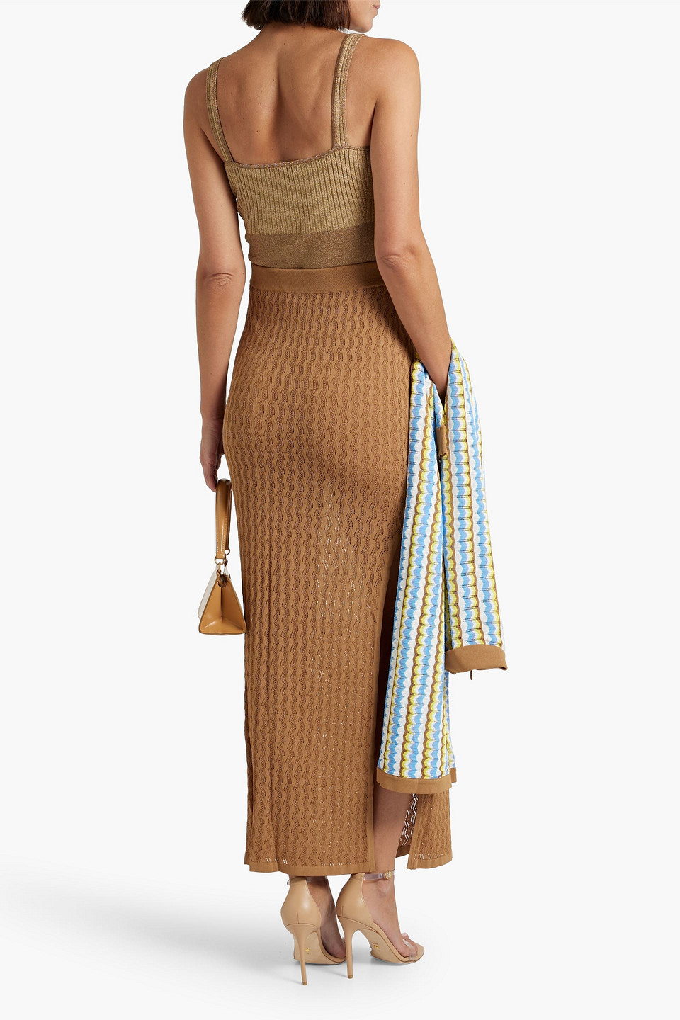 Dodo Bar Or Diana Pointelle-knit Maxi Skirt In Camel