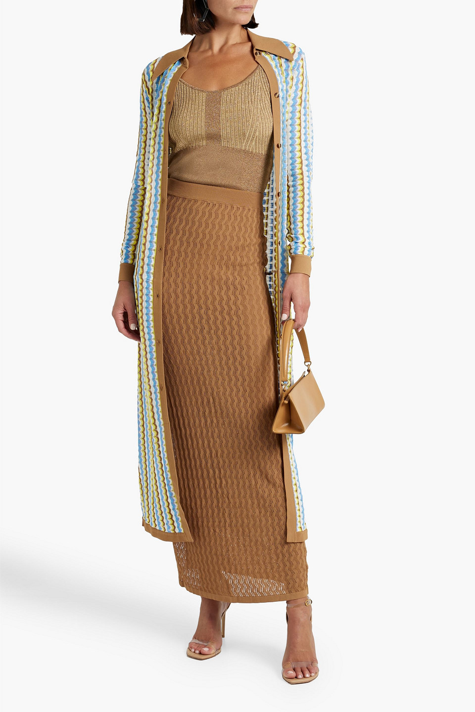 Dodo Bar Or Diana Pointelle-knit Maxi Skirt In Camel