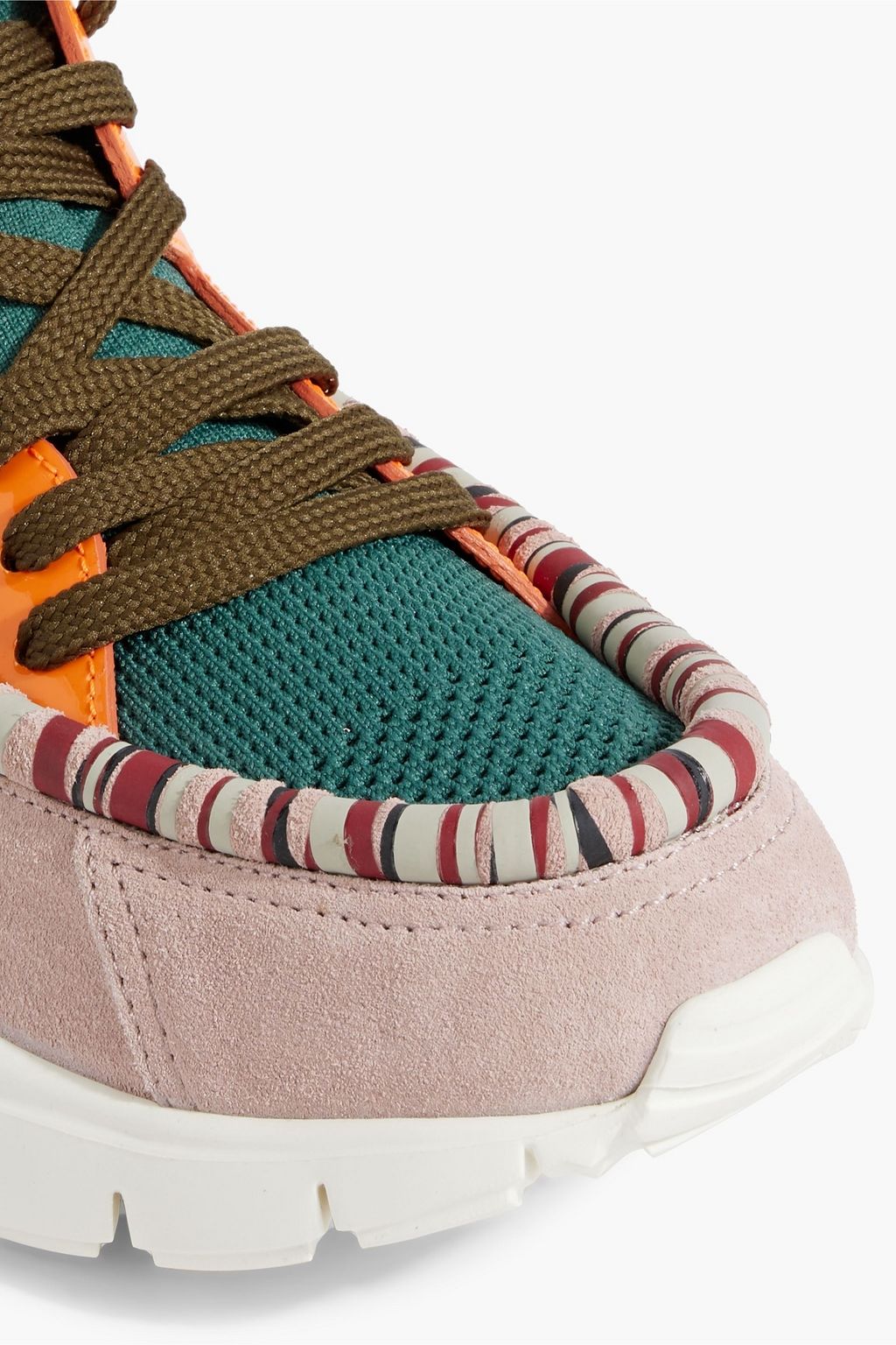 VALENTINO GARAVANI Suede and stretch-knit sneakers
