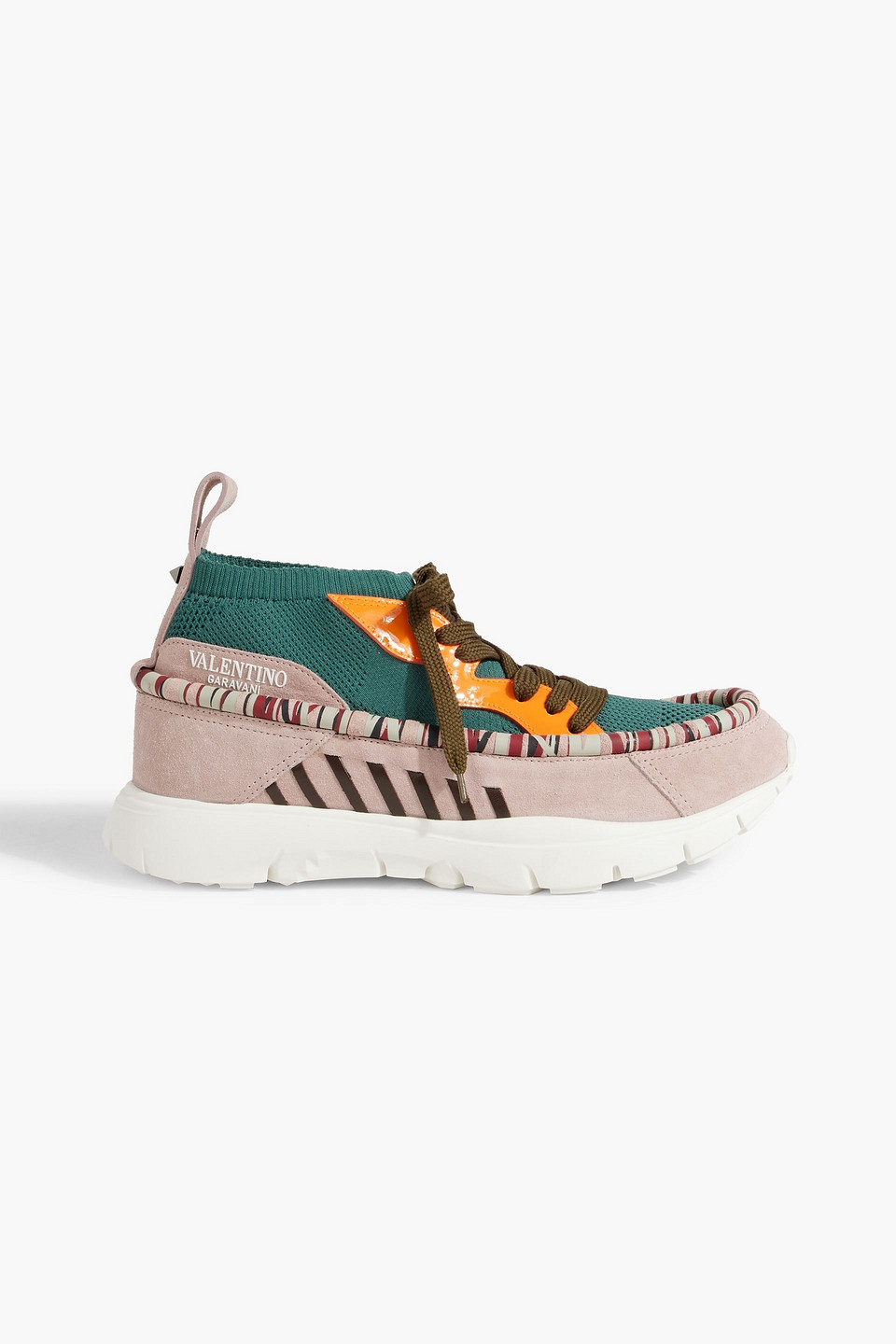 Valentino Garavani Heroes Tribe Stretch-knit And Suede Sneakers In Green