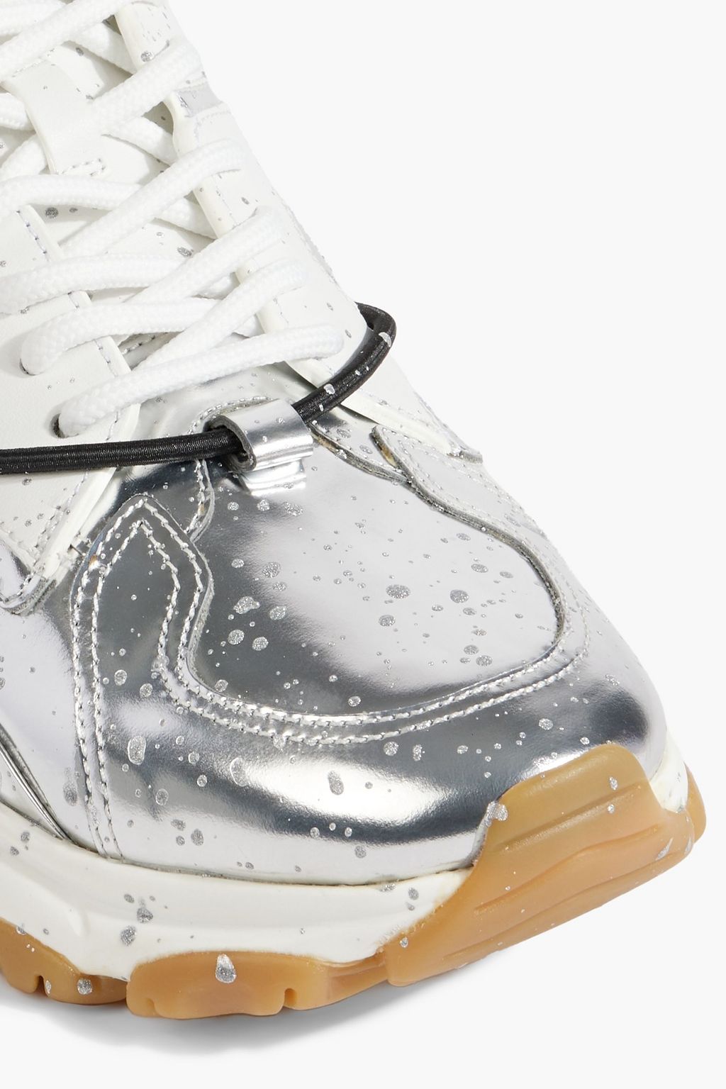 VALENTINO GARAVANI Painted mirrored-leather sneakers