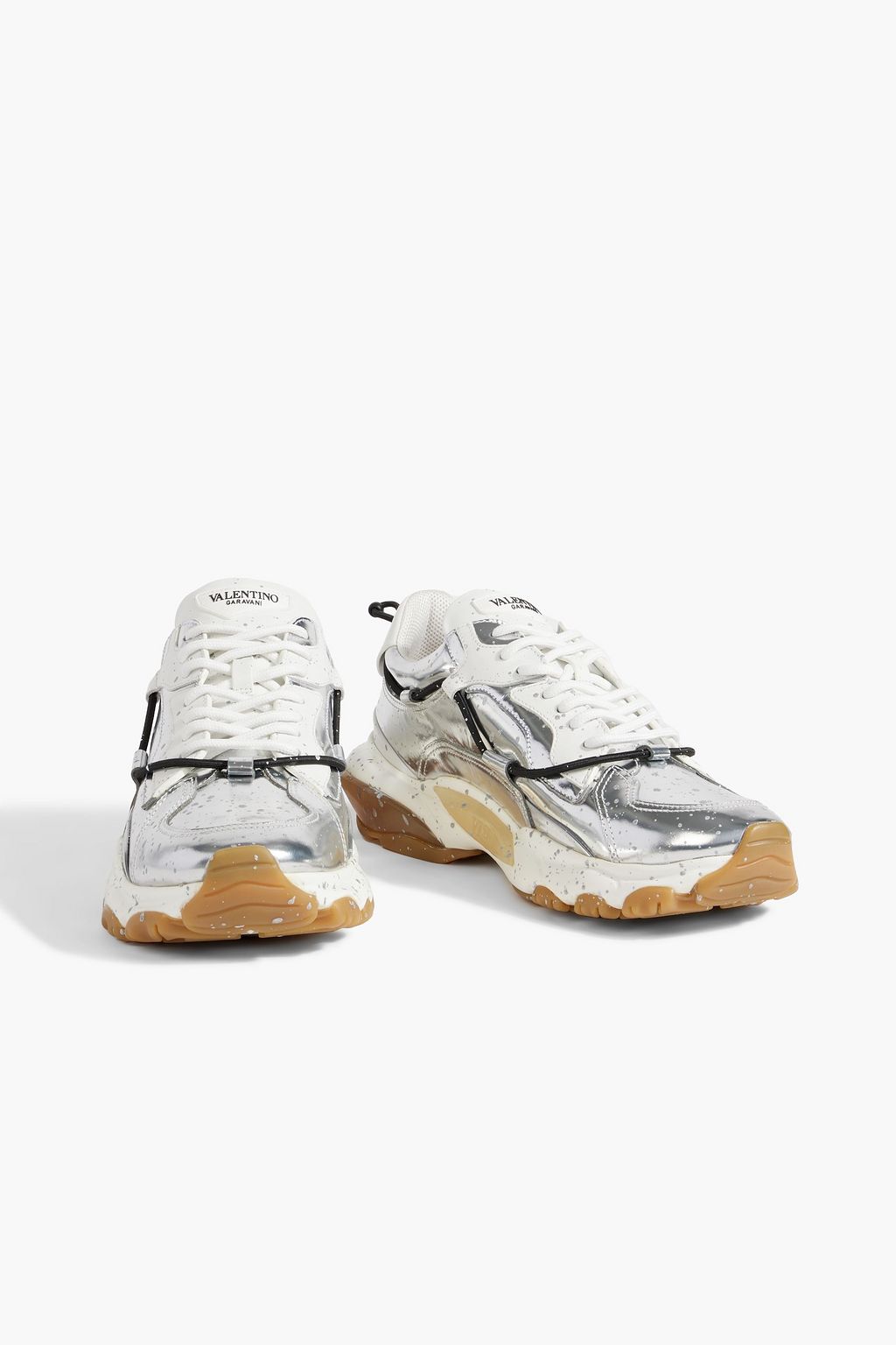 VALENTINO GARAVANI Painted mirrored-leather sneakers