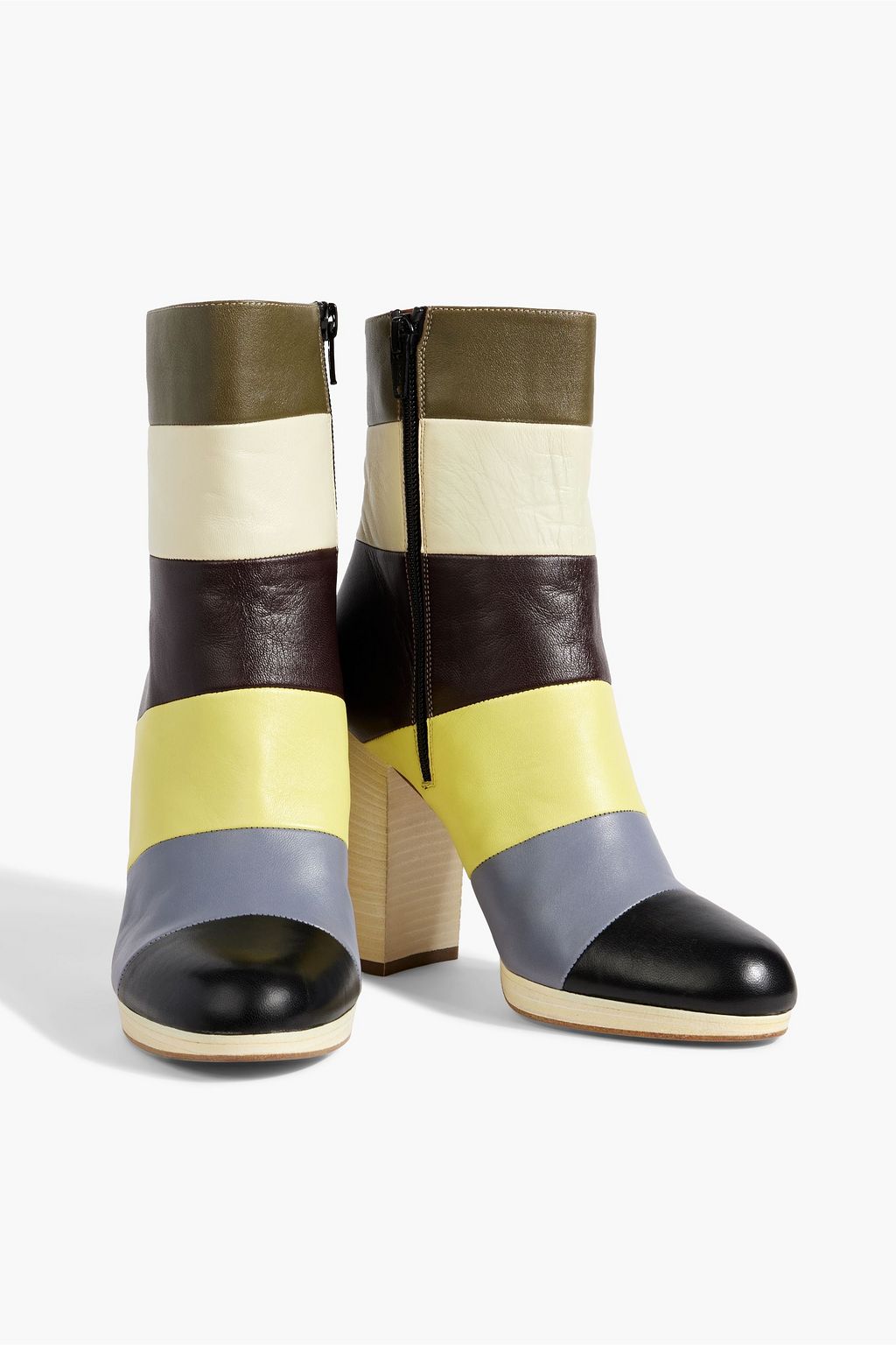 VALENTINO GARAVANI Striped leather ankle boots