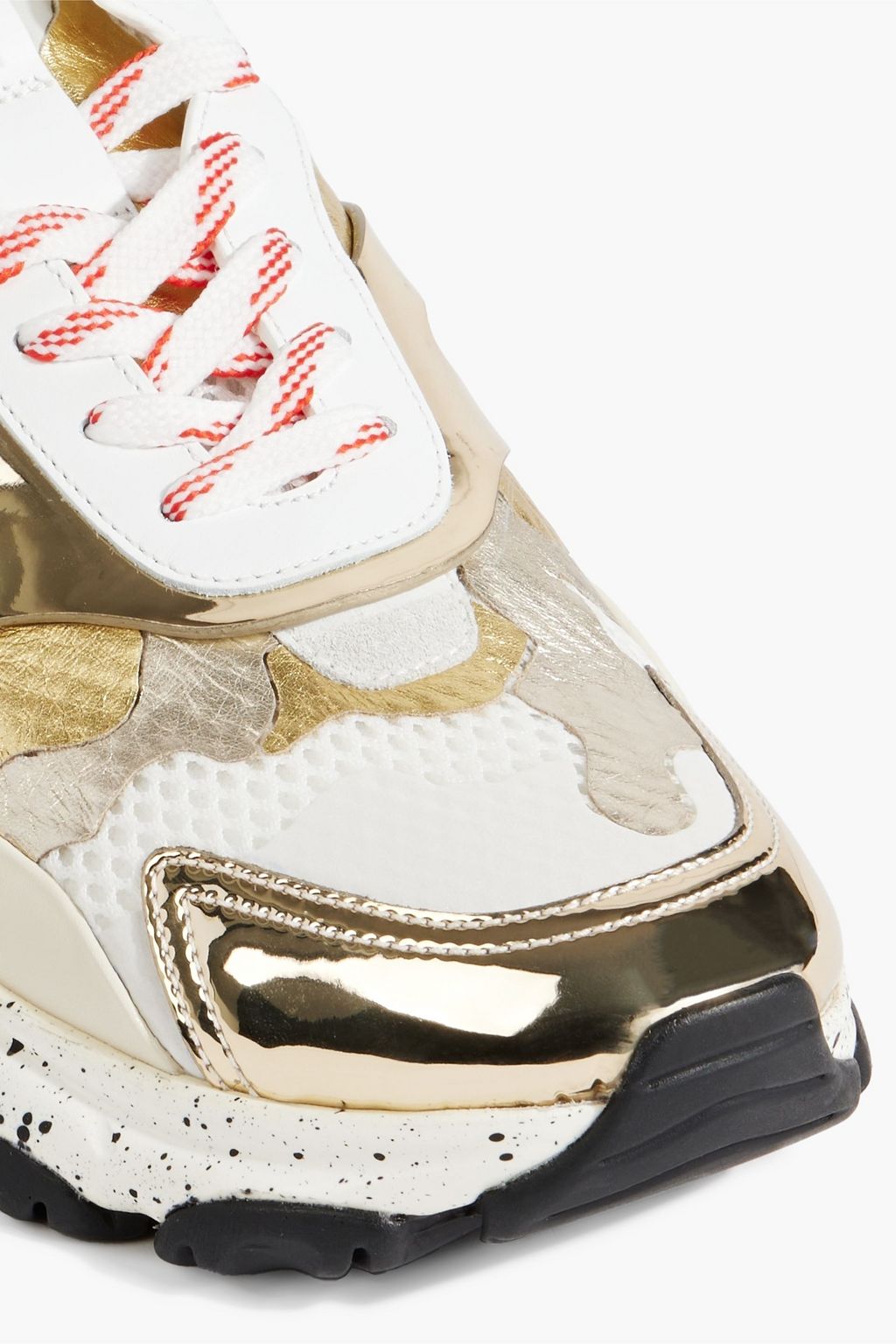 VALENTINO GARAVANI Bounce camouflage mirrored-leather, suede and mesh sneakers