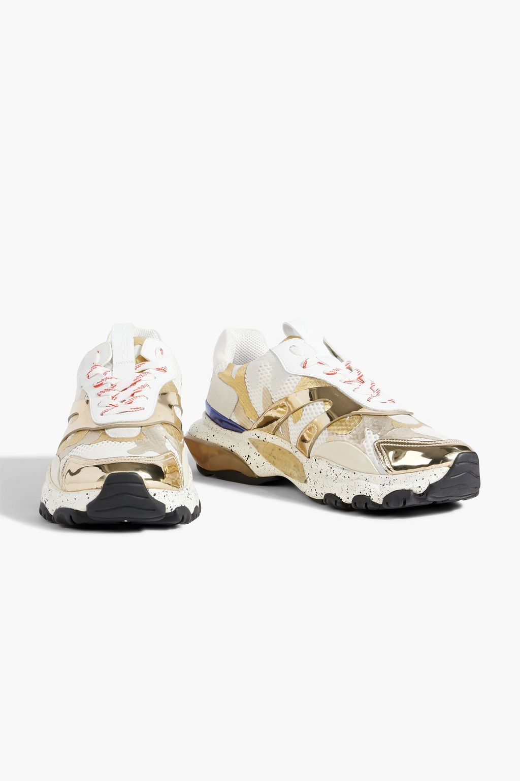 VALENTINO GARAVANI Bounce camouflage mirrored-leather, suede and mesh sneakers