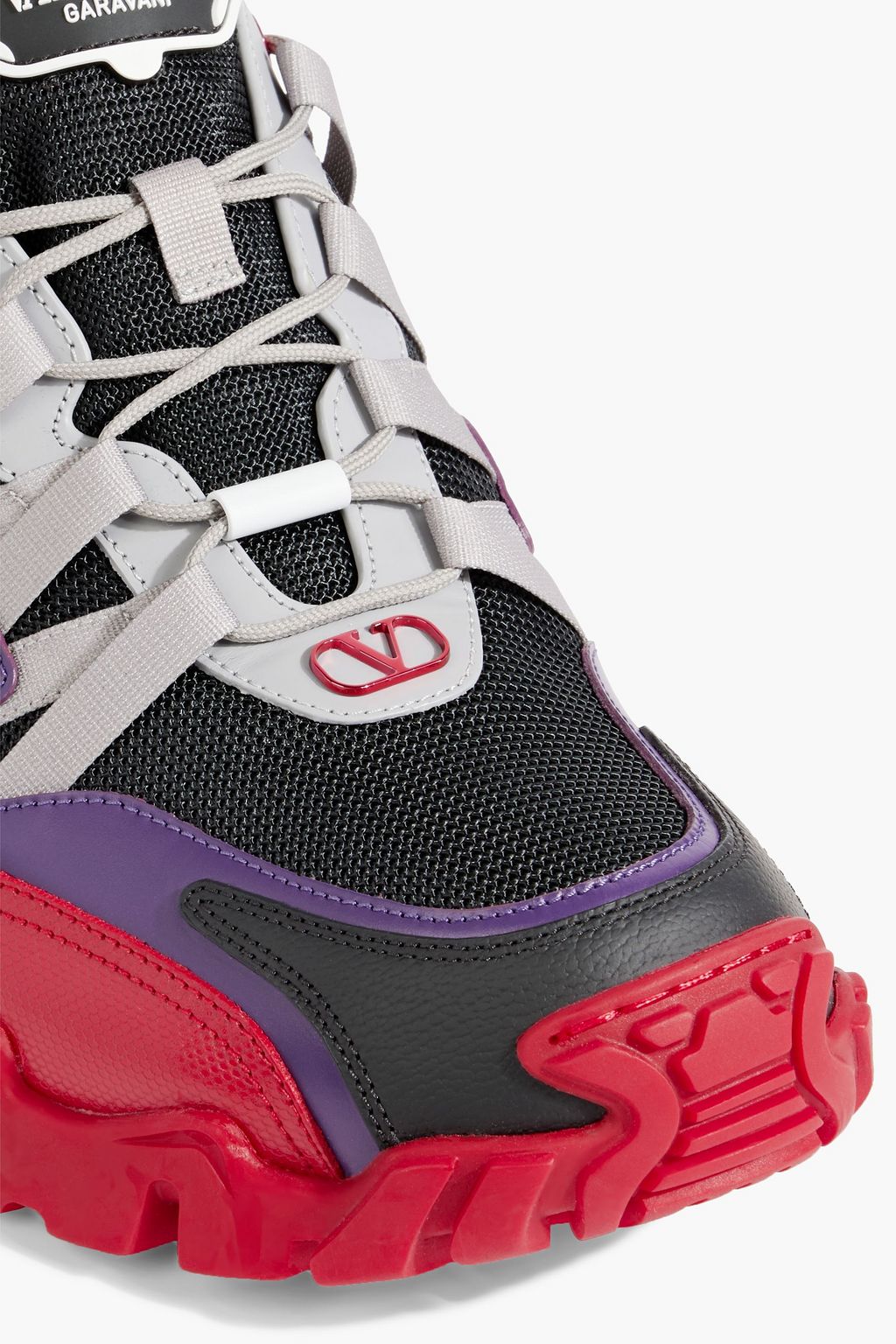 VALENTINO GARAVANI Climbers printed mesh, leather and rubber sneakers