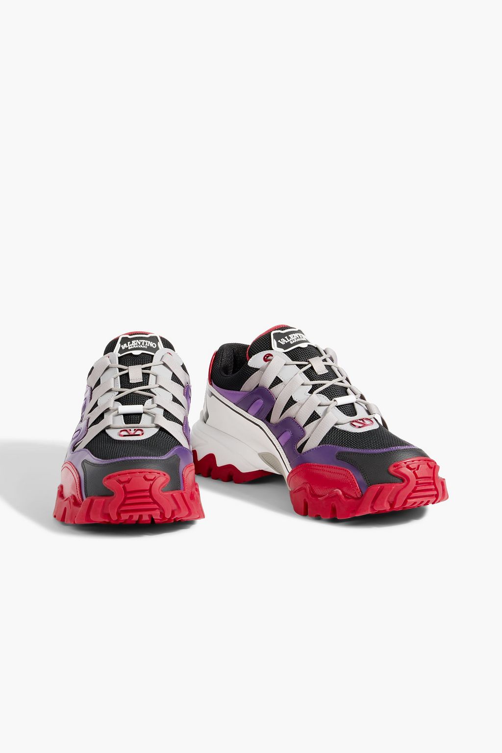 VALENTINO GARAVANI Climbers printed mesh, leather and rubber sneakers