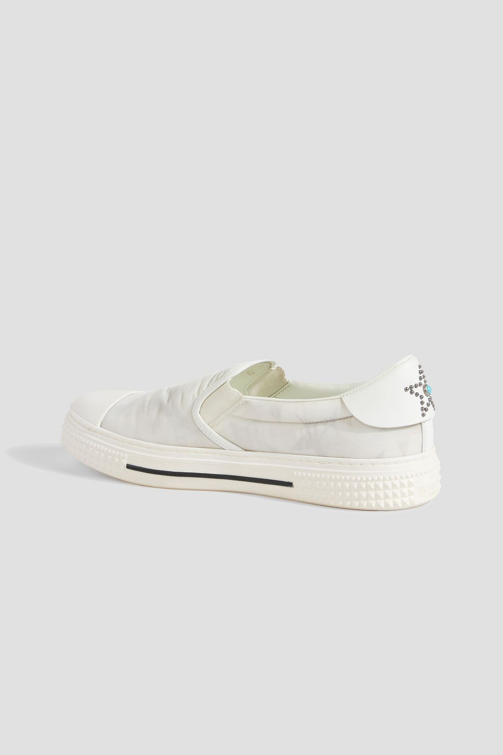 VALENTINO GARAVANI Studded printed canvas slip-on sneakers