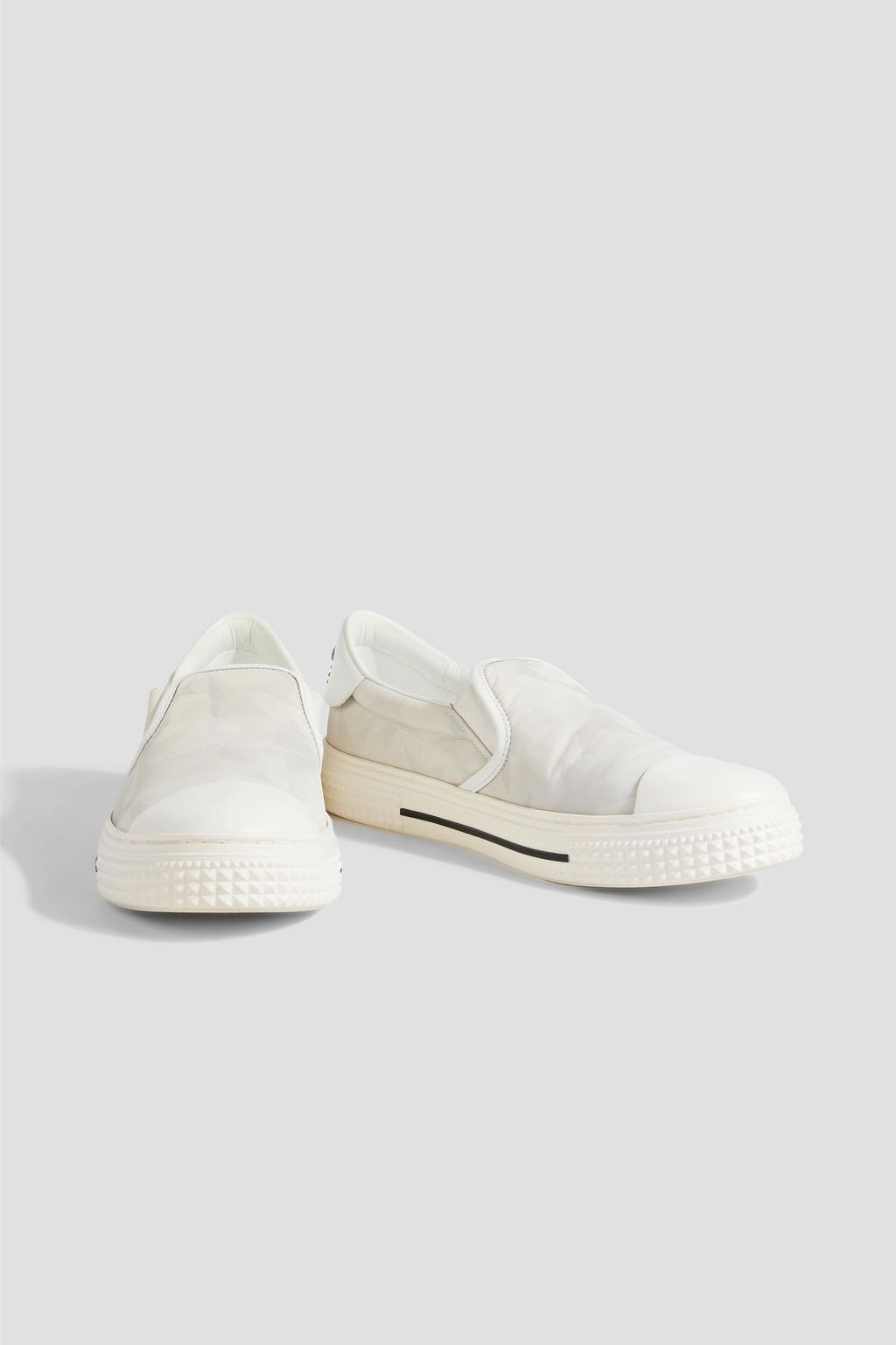 VALENTINO GARAVANI Studded printed canvas slip-on sneakers