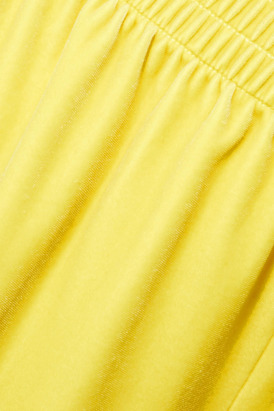 Shop Norma Kamali Velvet Shorts In Yellow