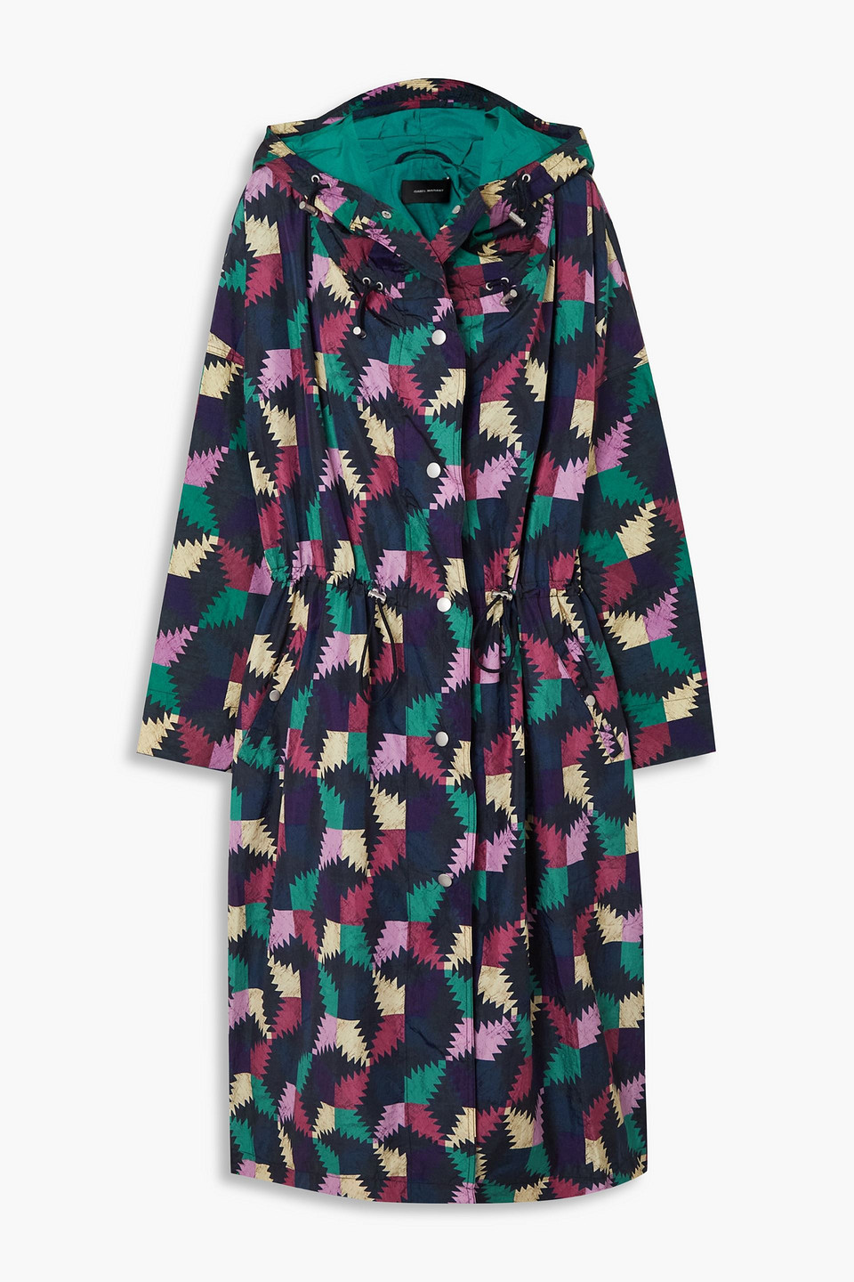 Isabel Marant Étoile Munao Pattern-print Long Coat In Navy