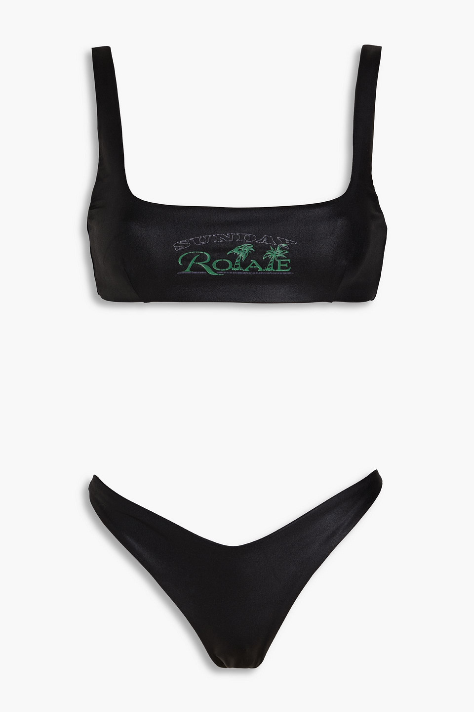 Shop Rotate Birger Christensen Pearla Printed Bikini In Black