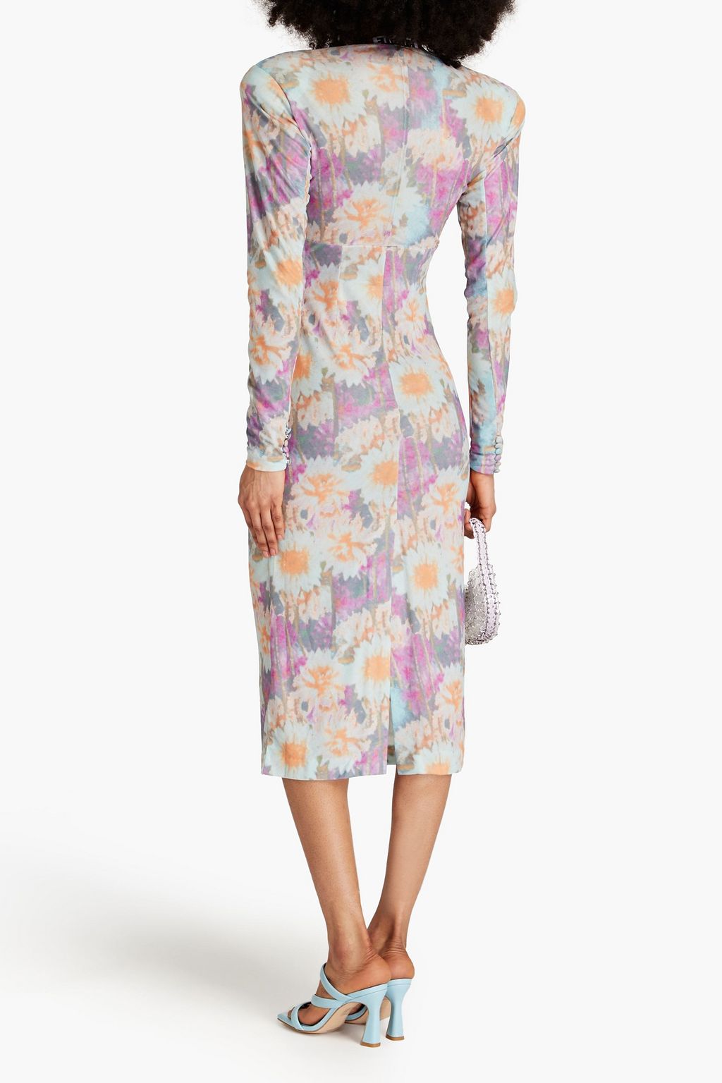 ROTATE BIRGER CHRISTENSEN Heather ruched printed mesh midi dress