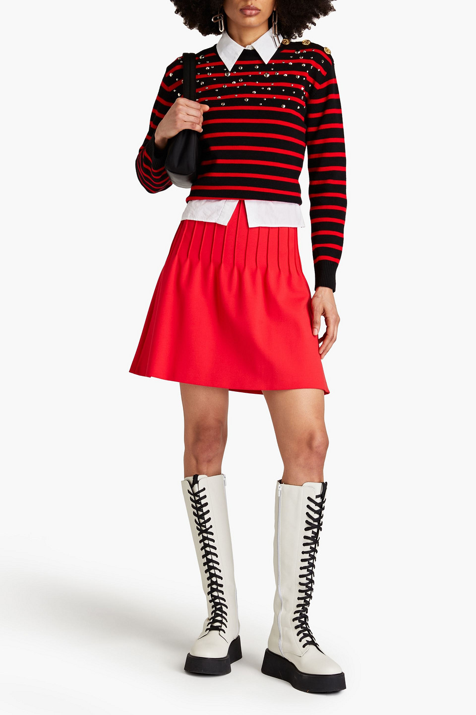 Redv Stretch-crepe Mini Skirt In Red