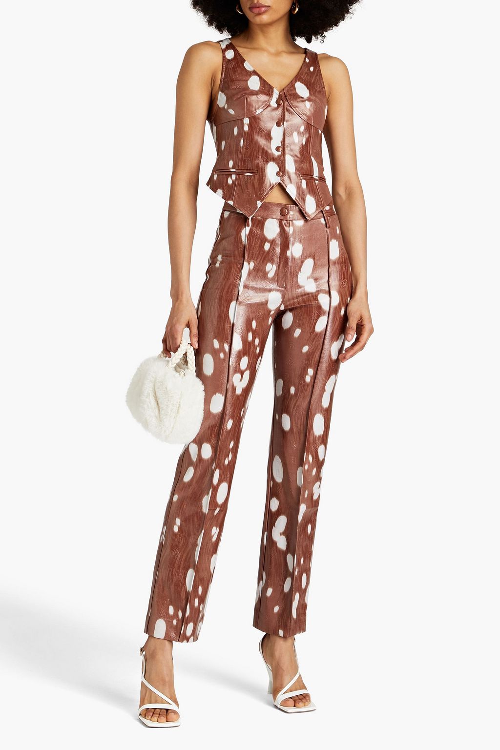 ROTATE BIRGER CHRISTENSEN Britta printed faux leather top