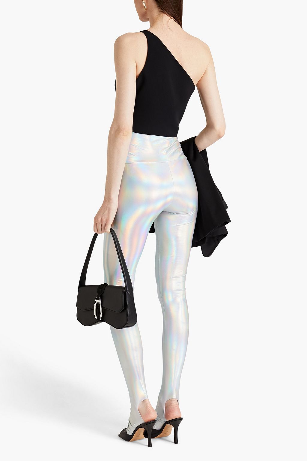 NORMA KAMALI Iridescent stretch-jersey stirrup leggings