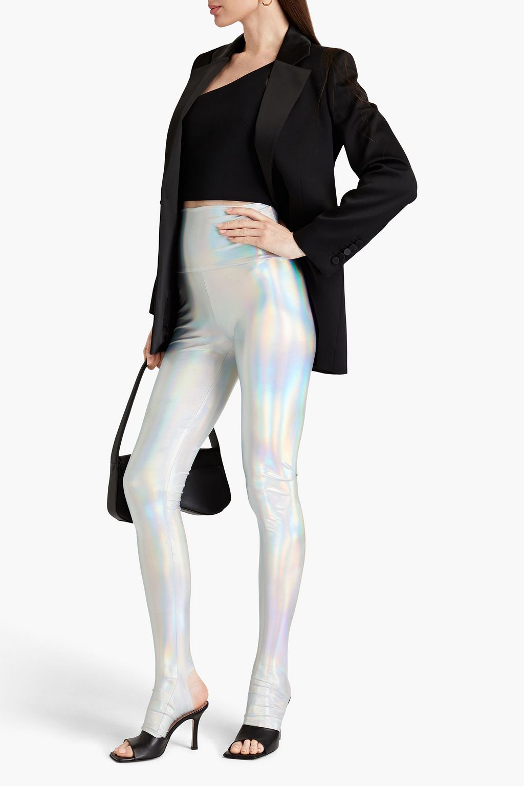 NORMA KAMALI Iridescent stretch-jersey stirrup leggings