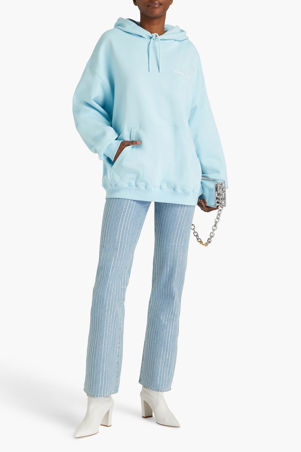 ROTATE BIRGER CHRISTENSEN Violana embroidered cotton-fleece hoodie