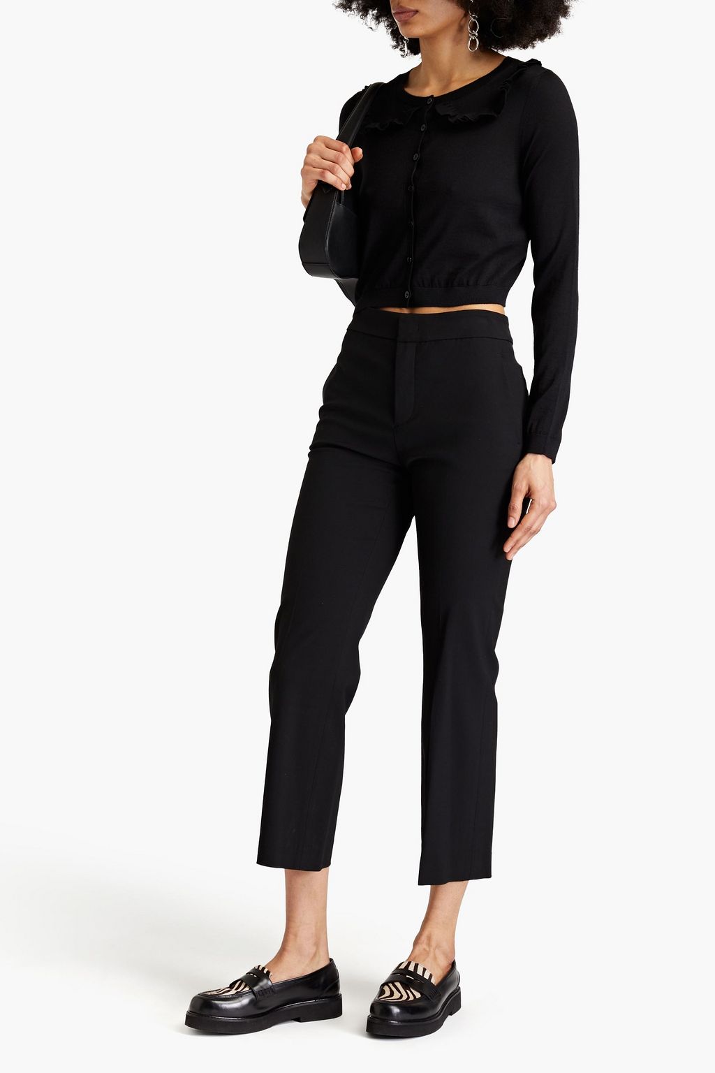 REDVALENTINO Cardigan aus einer Woll-Seiden-Kaschmirmischung mit Rüschenbesatz