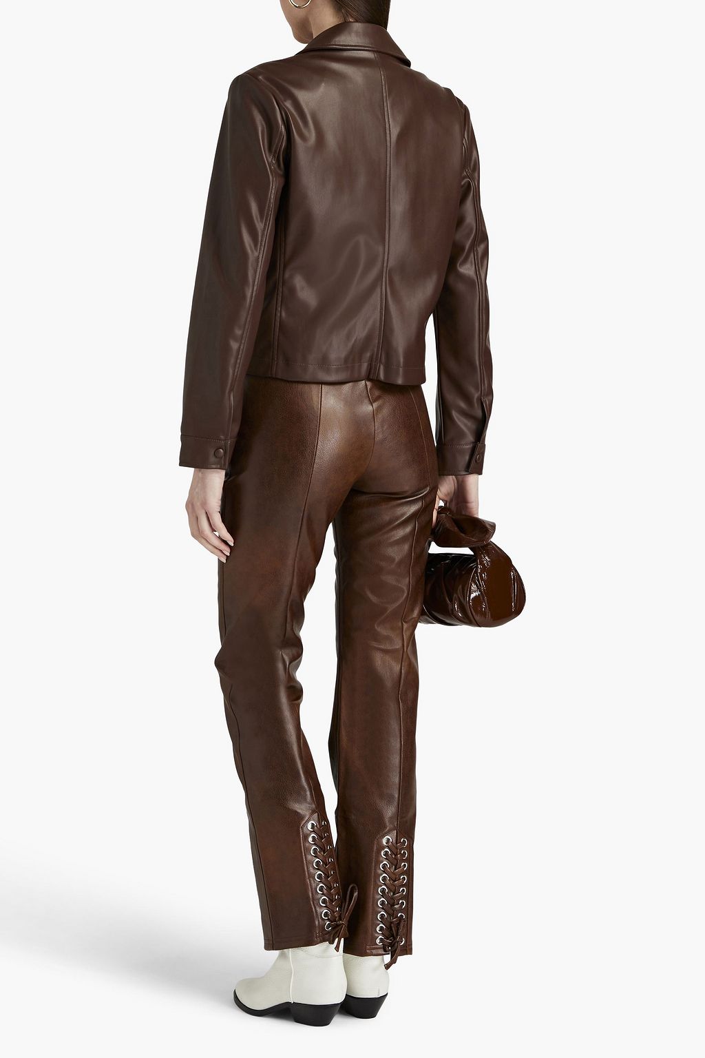 ROTATE BIRGER CHRISTENSEN Lace-up faux leather straight-leg pants