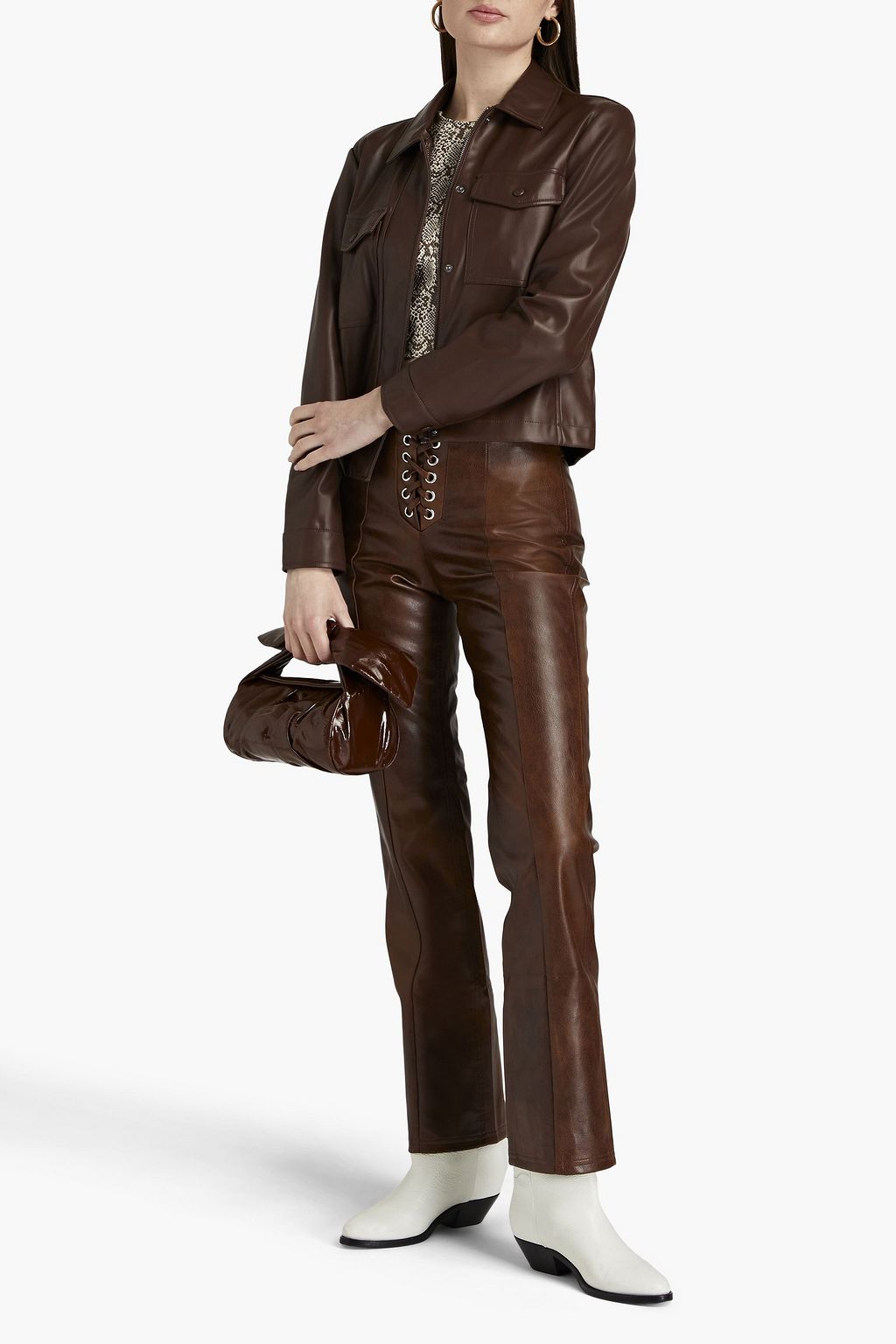 ROTATE BIRGER CHRISTENSEN Lace-up faux leather straight-leg pants