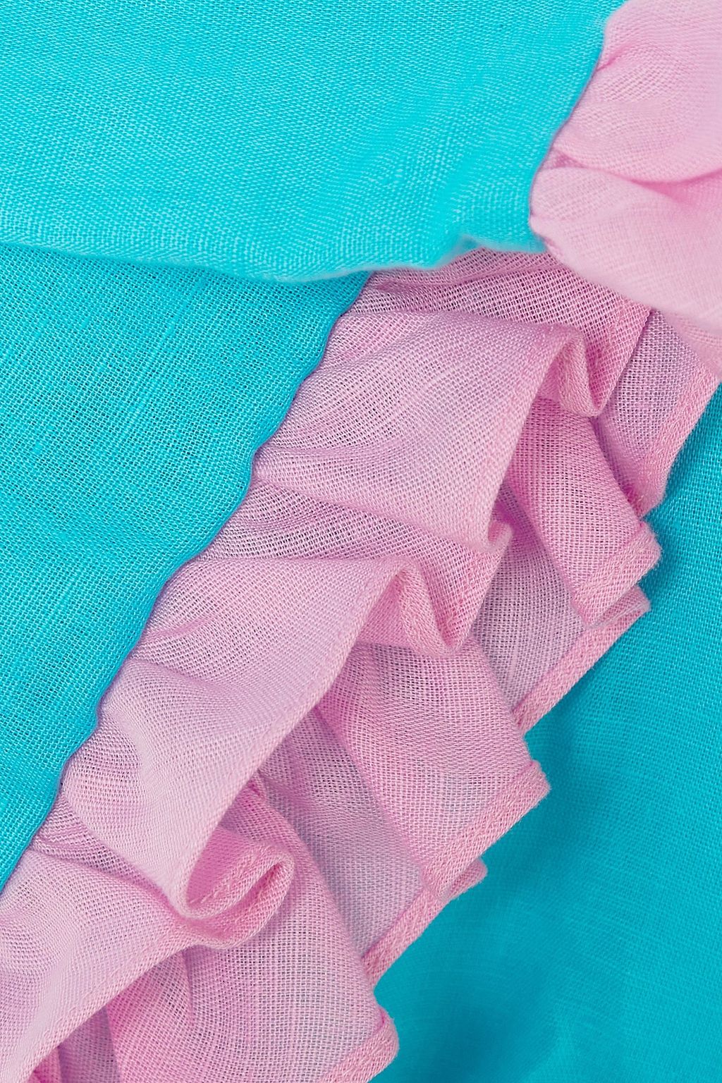 DORA LARSEN Sienna ruffed linen and cotton-blend pajama set