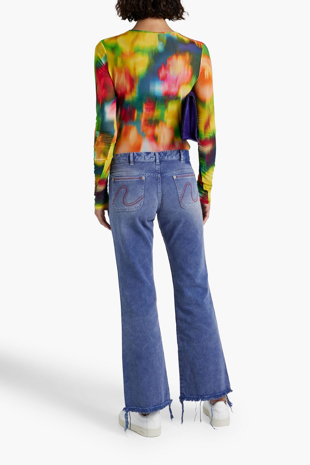 ERL Frayed low-rise flared jeans