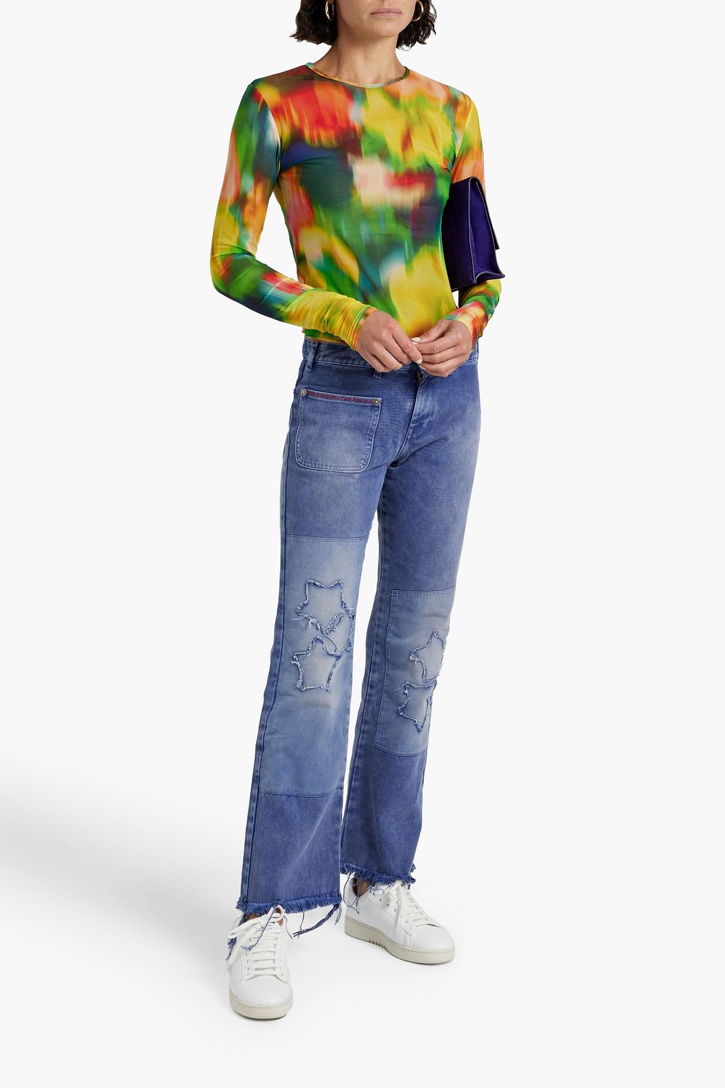 ERL Frayed low-rise flared jeans