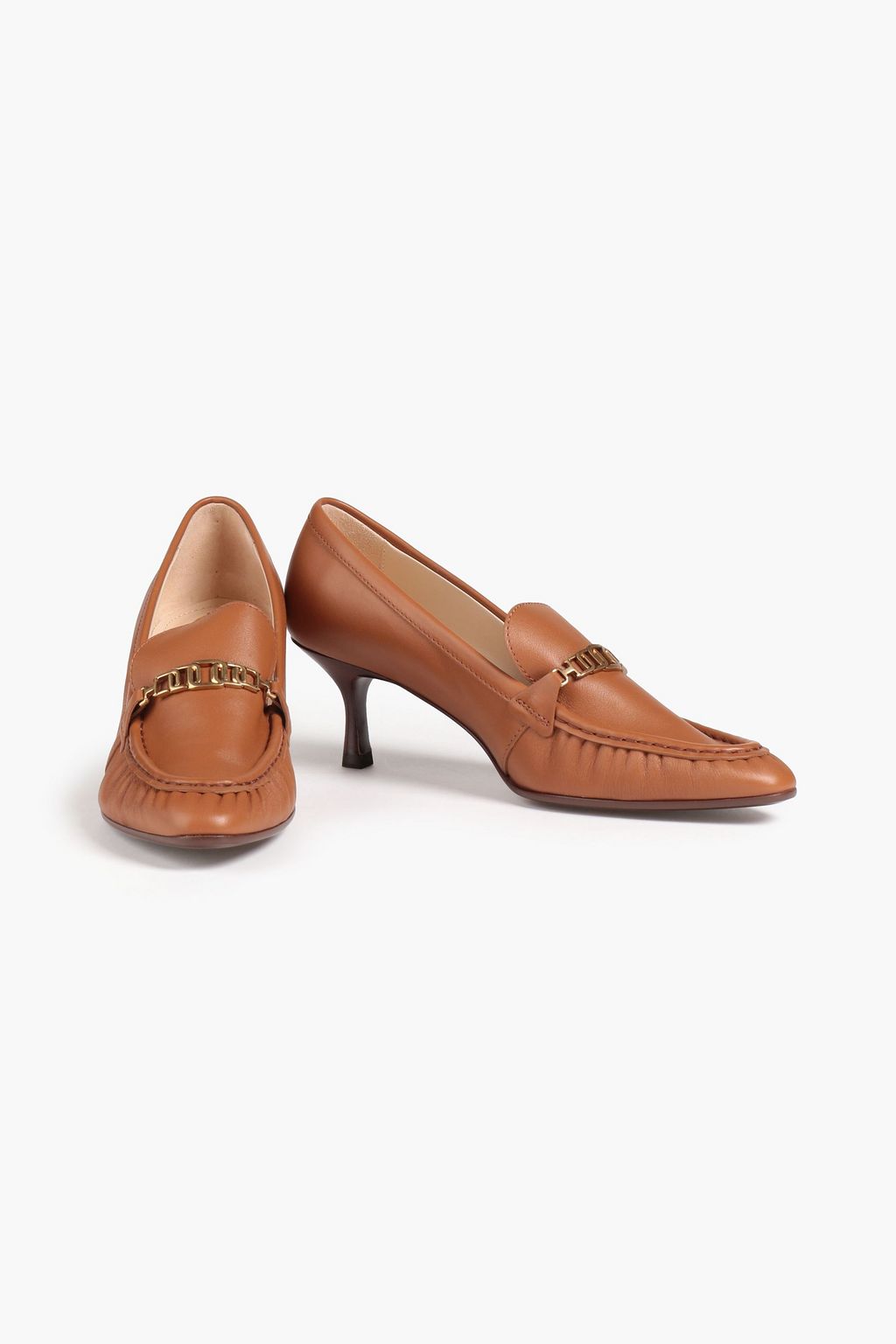 TOD'S حذاء بكعب عالٍ من الجلد مزين بسلسلة