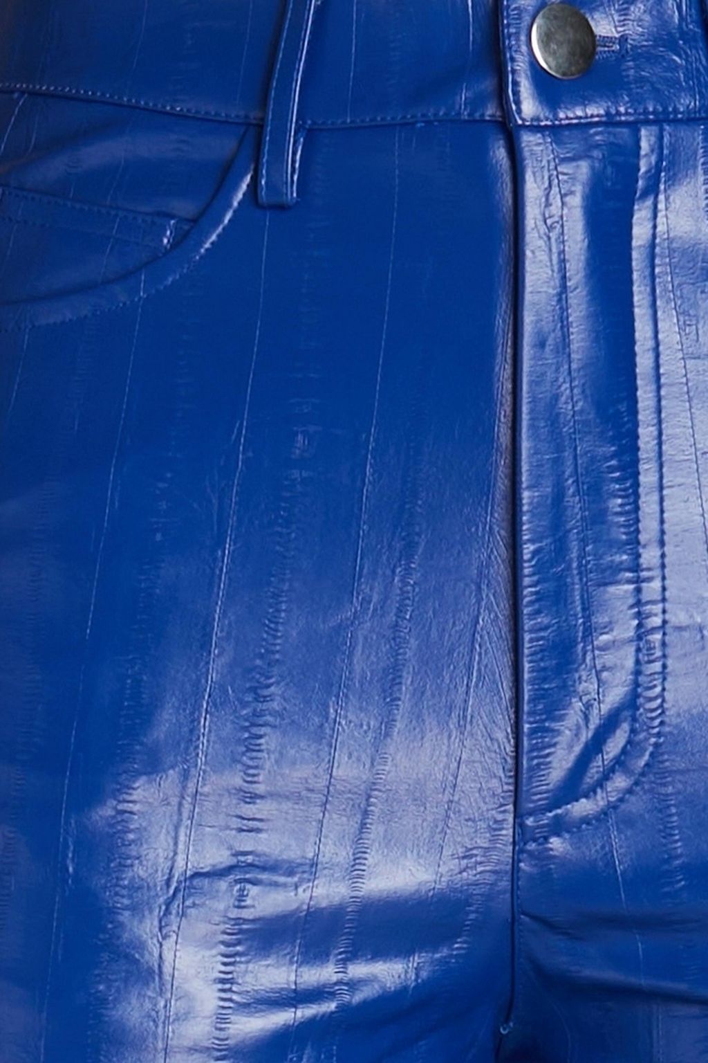 ROTATE BIRGER CHRISTENSEN بنطلون من الجلد الصناعي بنمط الإنقليس بقصة أرجل مستقيمة مزين بأزرار كباسة