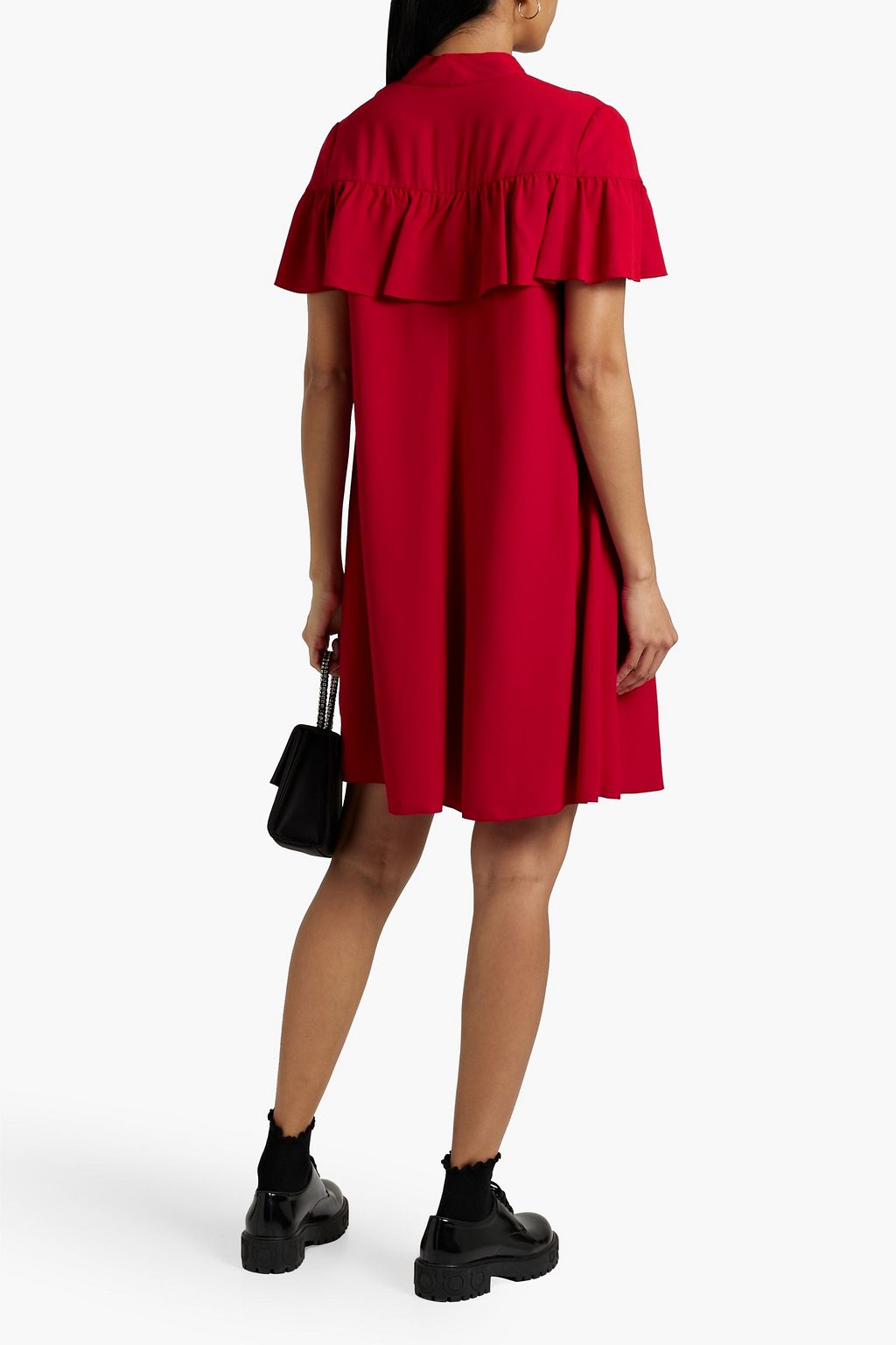 REDVALENTINO Ruffled pussy-bow crepe mini dress