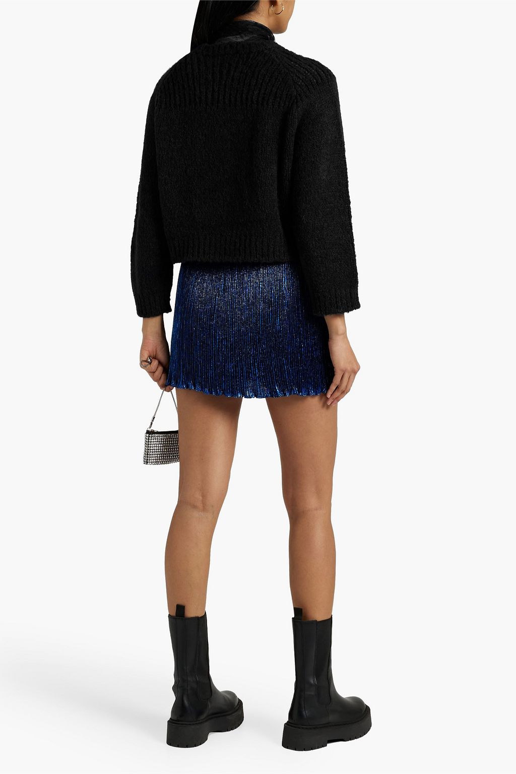REDVALENTINO Metallic plissé-jacquard mini skirt