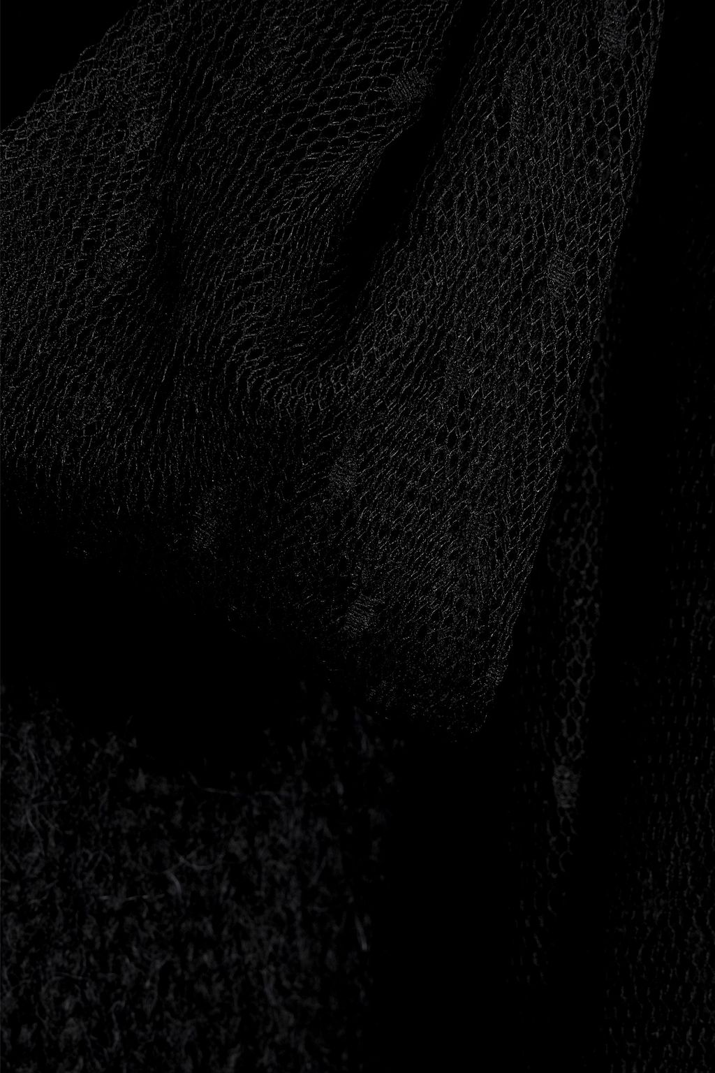 REDVALENTINO Point d'esprit-trimmed pussy-bow knitted sweater