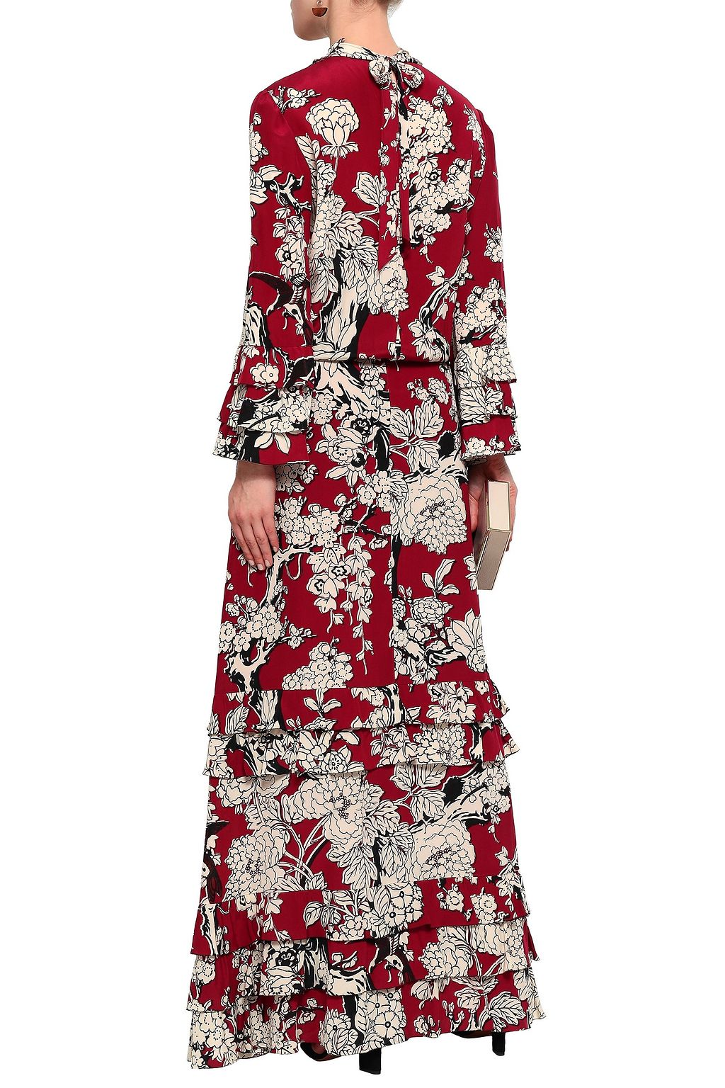 VALENTINO GARAVANI Tiered floral-print silk crepe de chine maxi dress