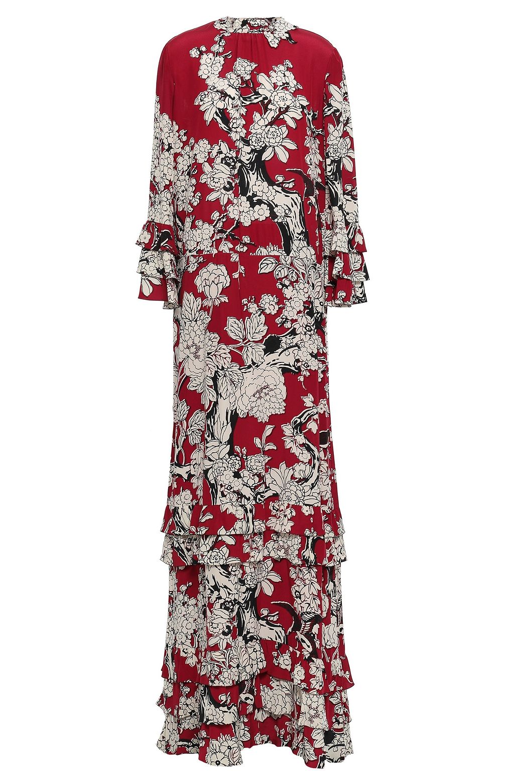 VALENTINO GARAVANI Tiered floral-print silk crepe chine maxi dress | Sale up to 70% off | THE OUTNET