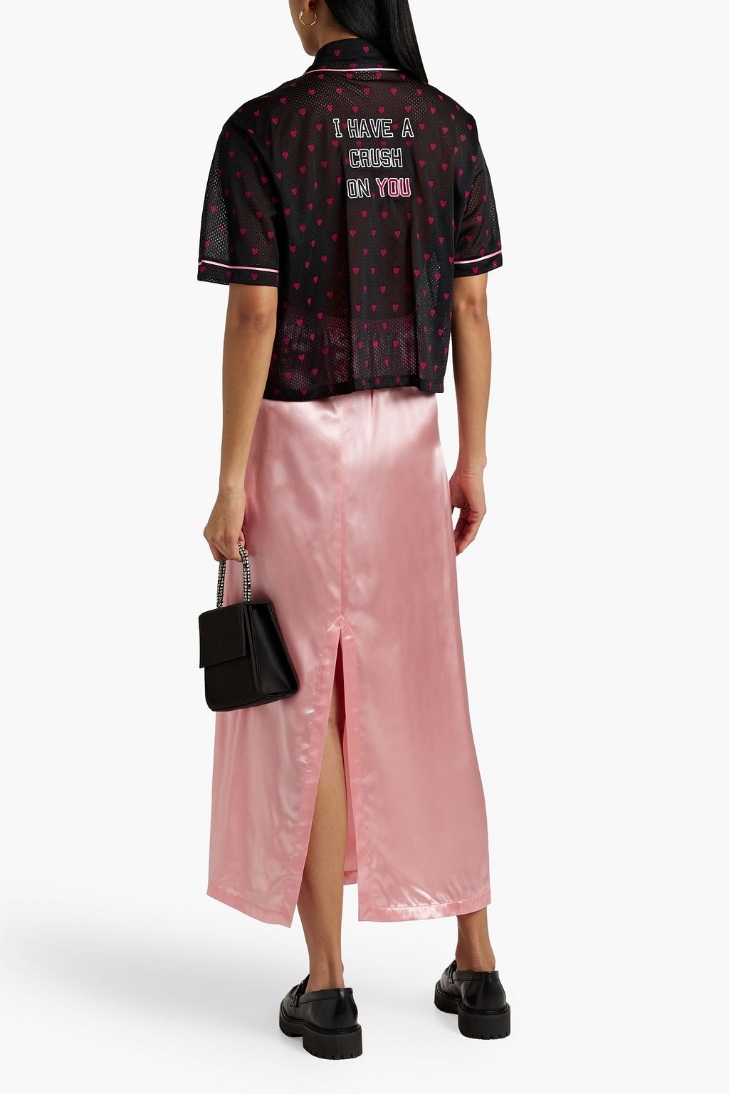 REDVALENTINO Printed embroidered mesh shirt
