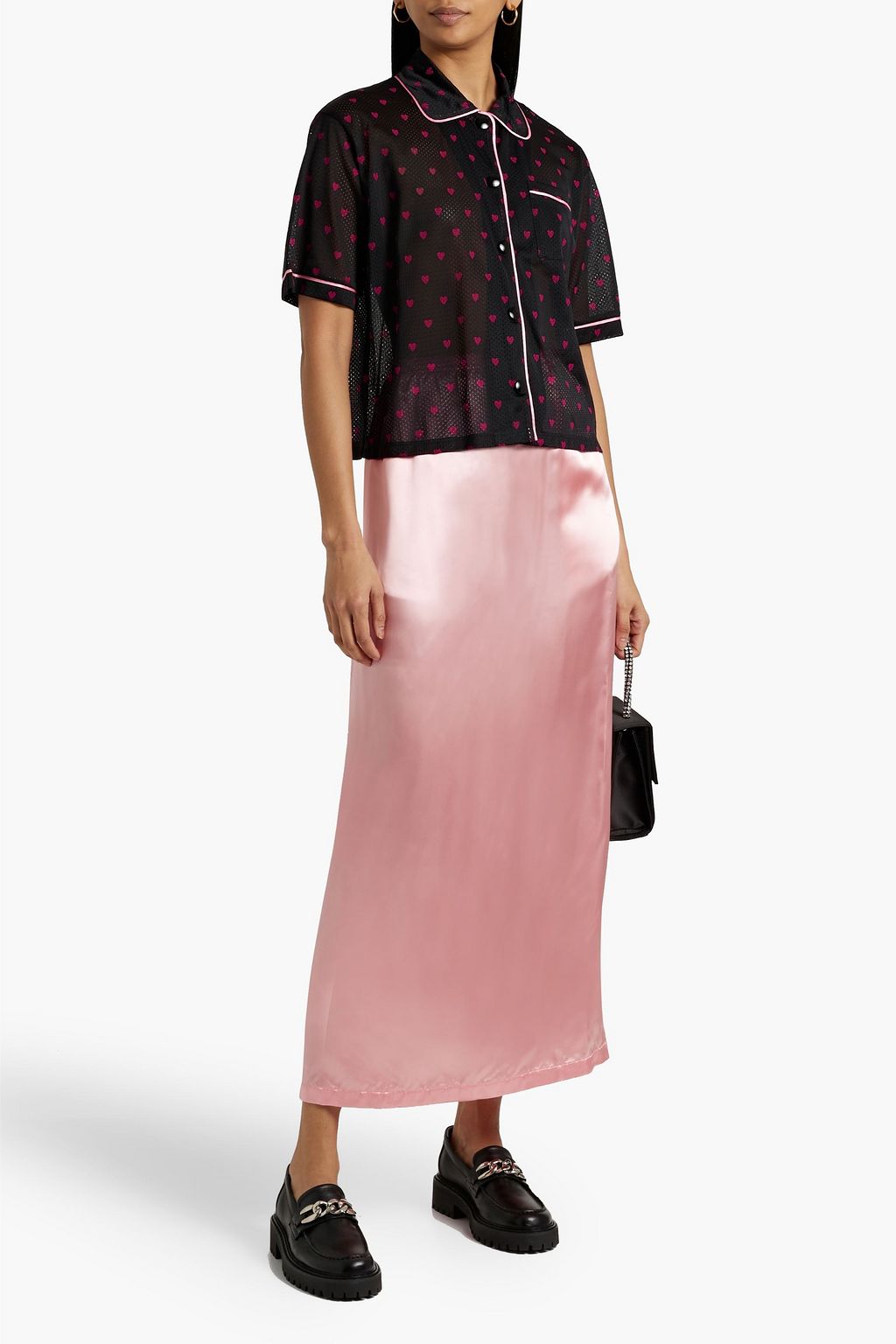REDVALENTINO Printed embroidered mesh shirt