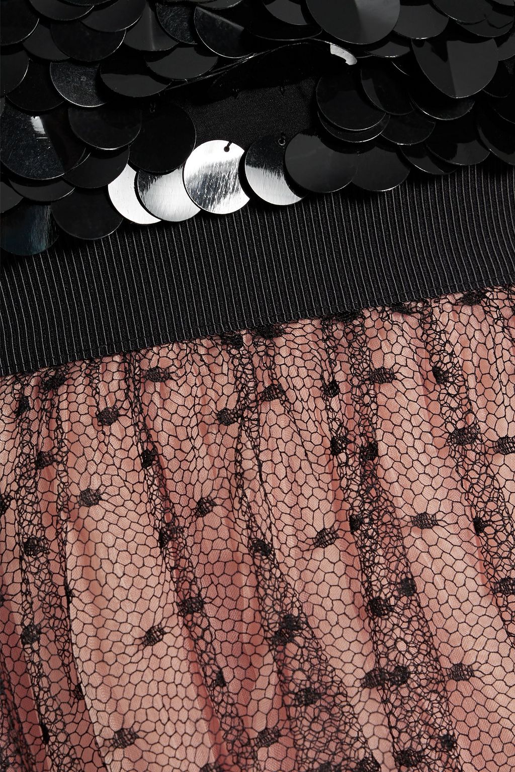 REDVALENTINO Strapless embellished point d'esprit mini dress