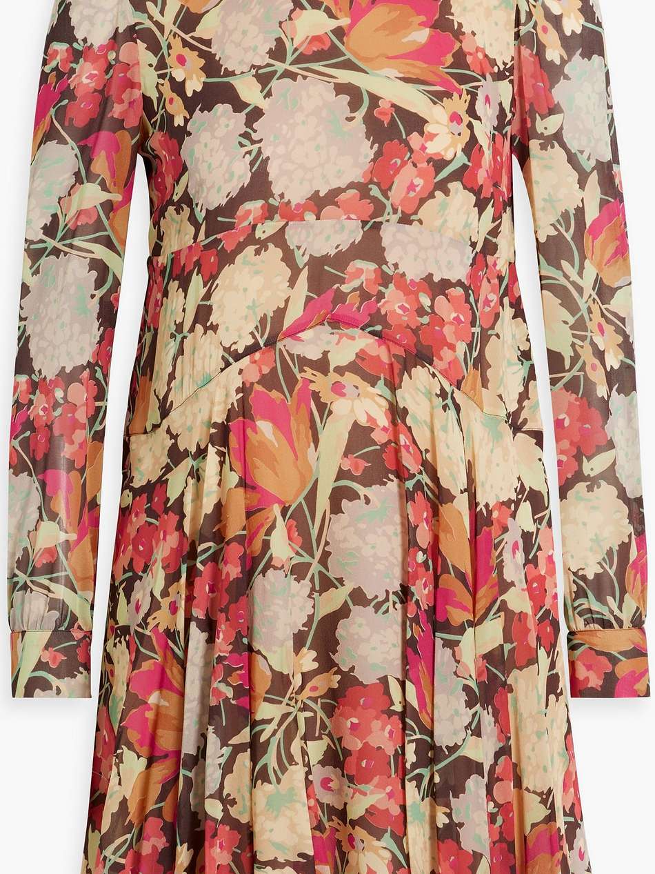 studded floral-print silk-blend chiffon mini dress