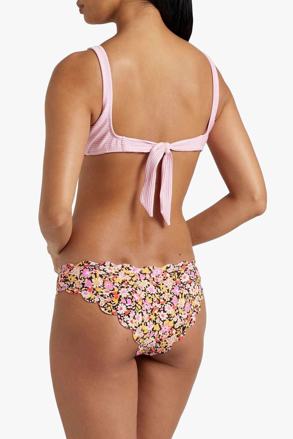 MARYSIA Antibes reversible scalloped seersucker bikini briefs