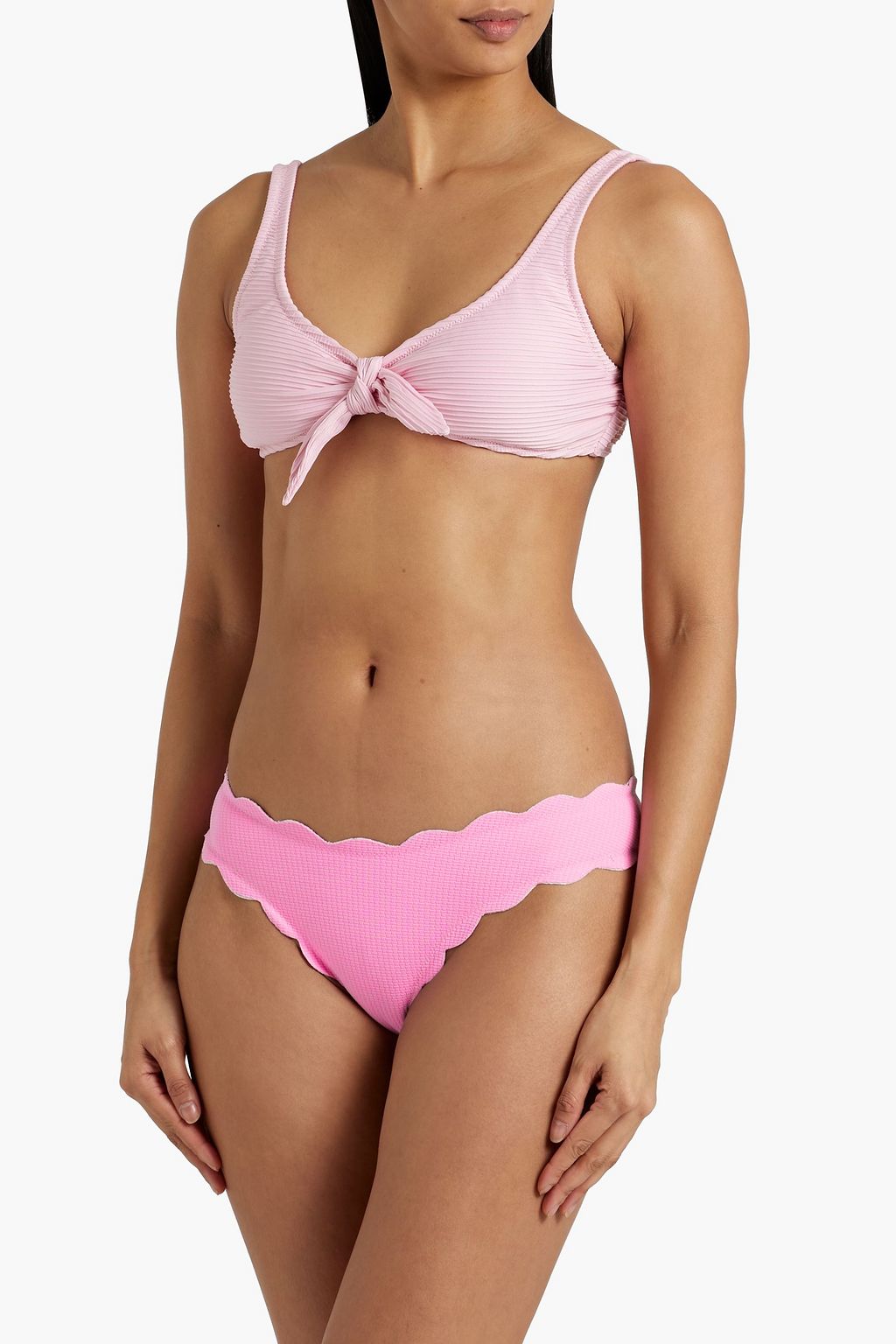 MARYSIA Antibes reversible scalloped seersucker bikini briefs