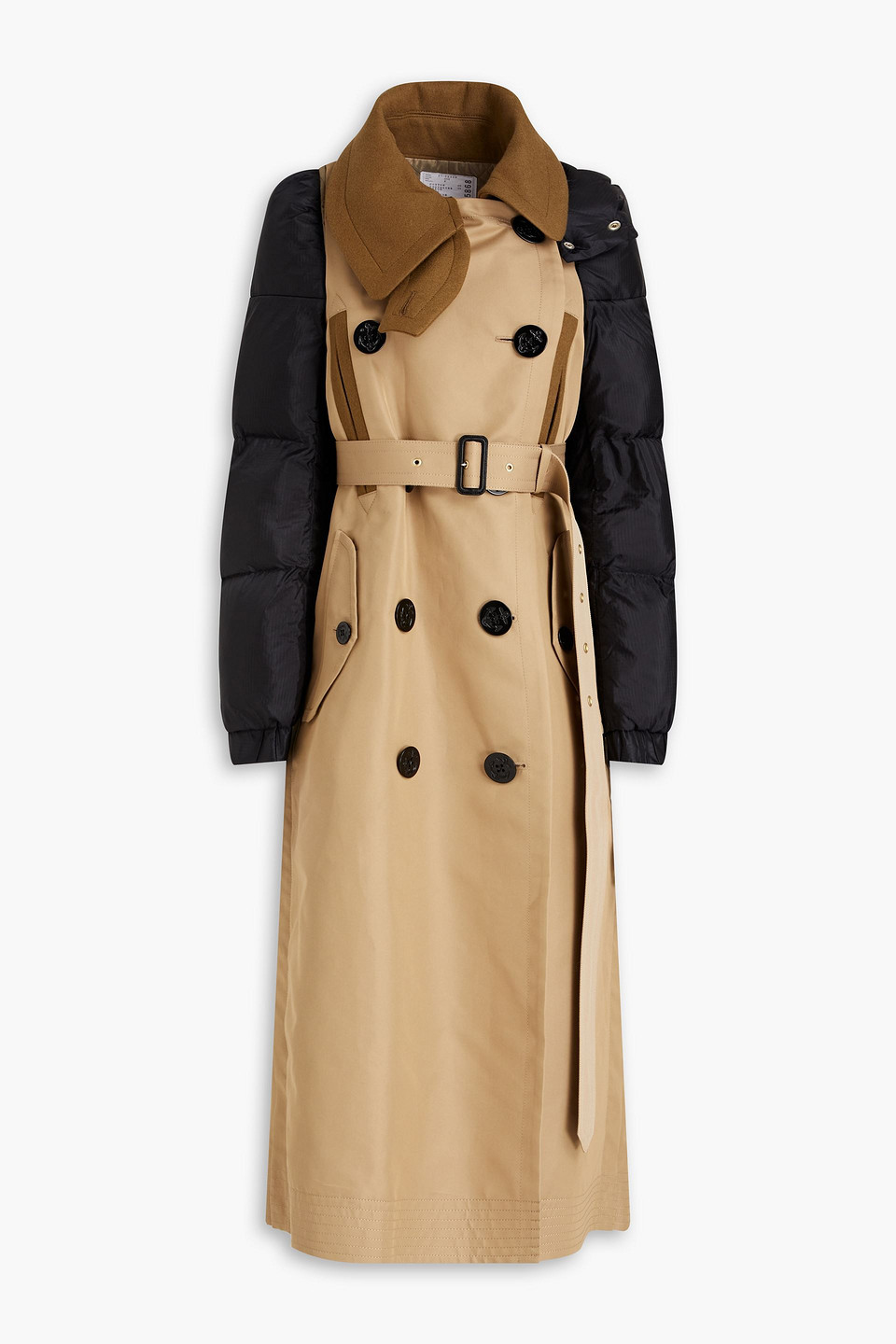 Sacai Shell-paneled Cotton-bland Gabardine And Wool-felt Trench Coat