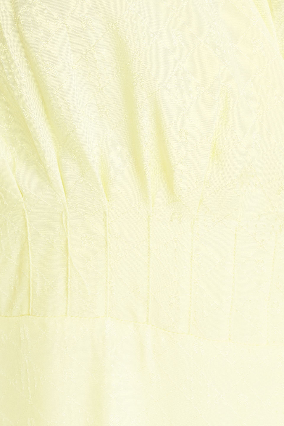 Rotate Birger Christensen Marison Pintucked Satin-jacquard Midi Wrap Dress In Pastel Yellow