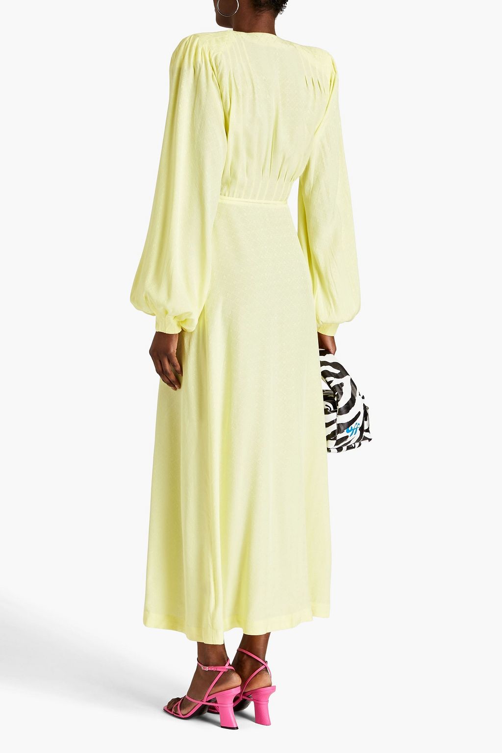 ROTATE BIRGER CHRISTENSEN Marison pintucked satin-jacquard midi wrap dress
