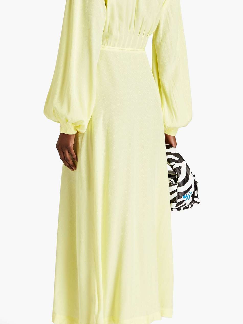 marison pintucked satin-jacquard midi wrap dress