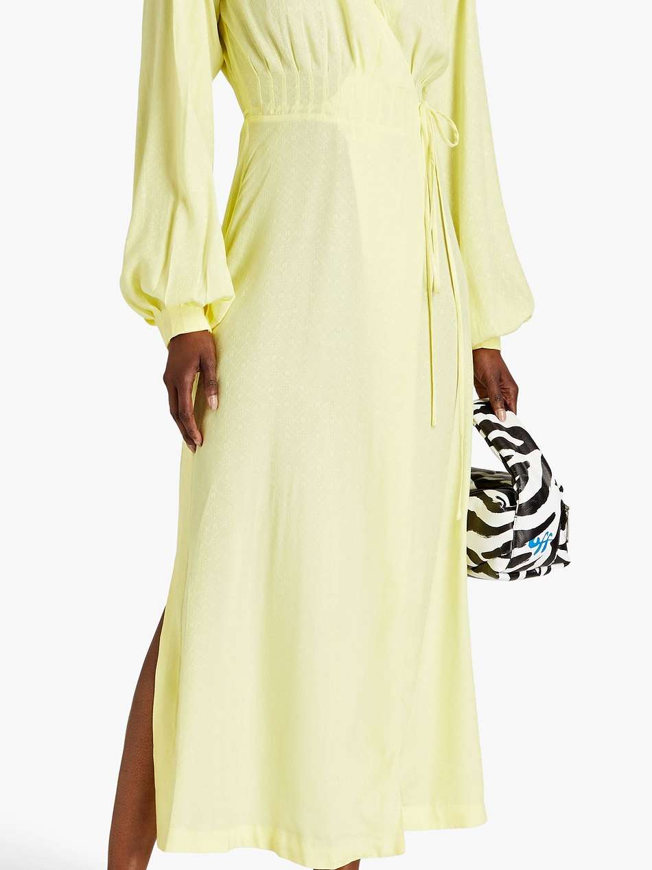 marison pintucked satin-jacquard midi wrap dress