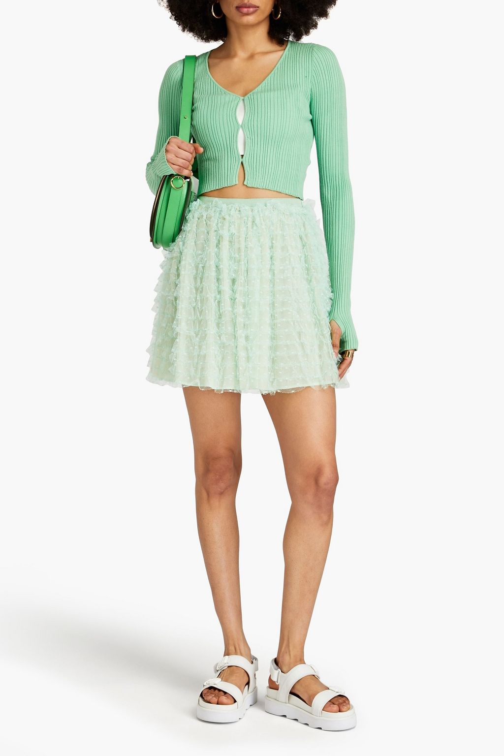 REDVALENTINO تنورة قصيرة من قماش بوان ديسبري بتصميم مقسم