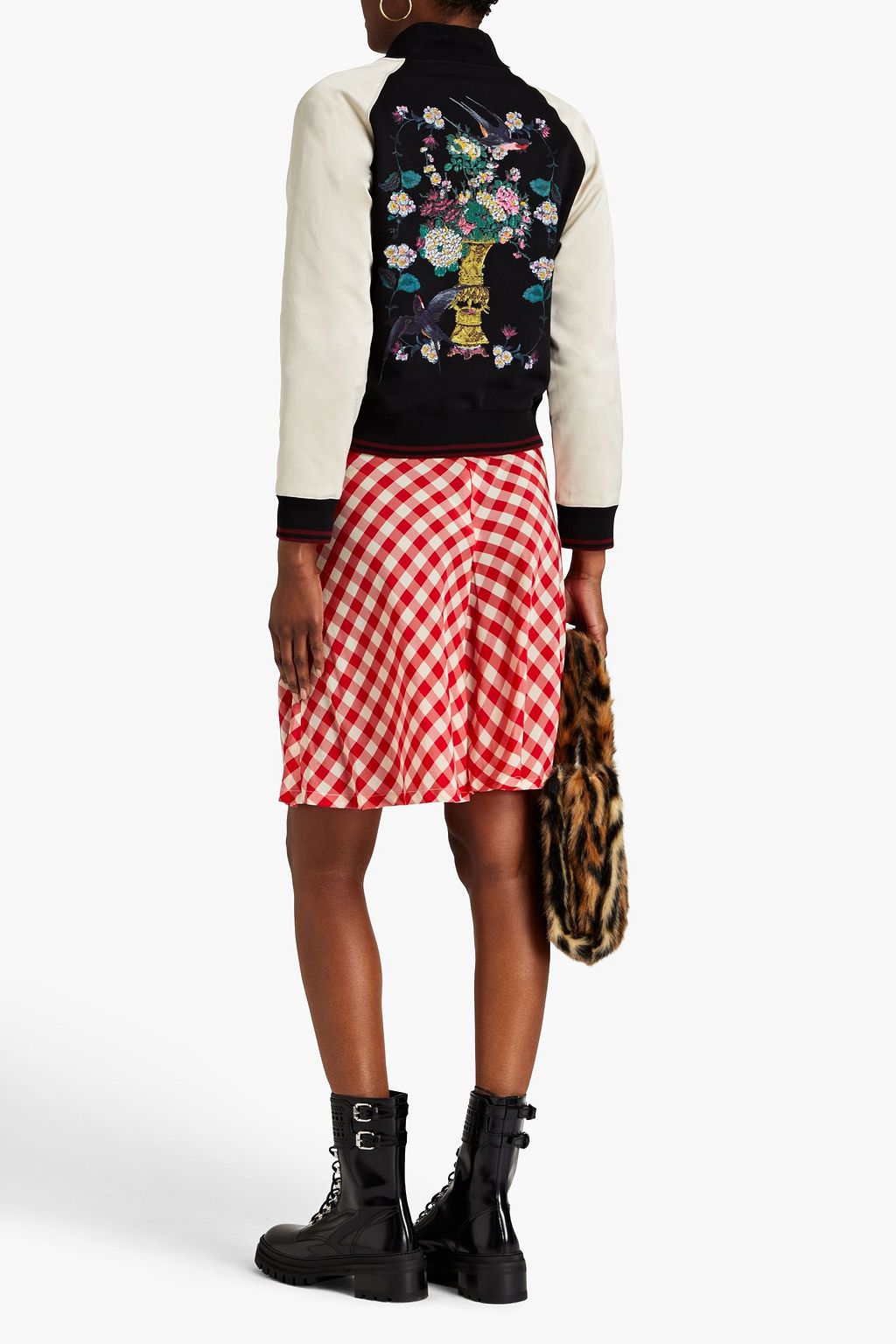 REDVALENTINO شورت من قماش كريب دي شين بنقشة مربعات